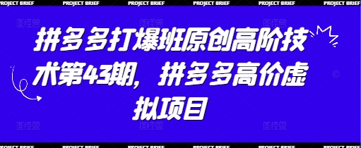 拼多多打爆班原创高阶技术第43期，拼多多高价虚拟项目-福缘创业网_创业项目大全