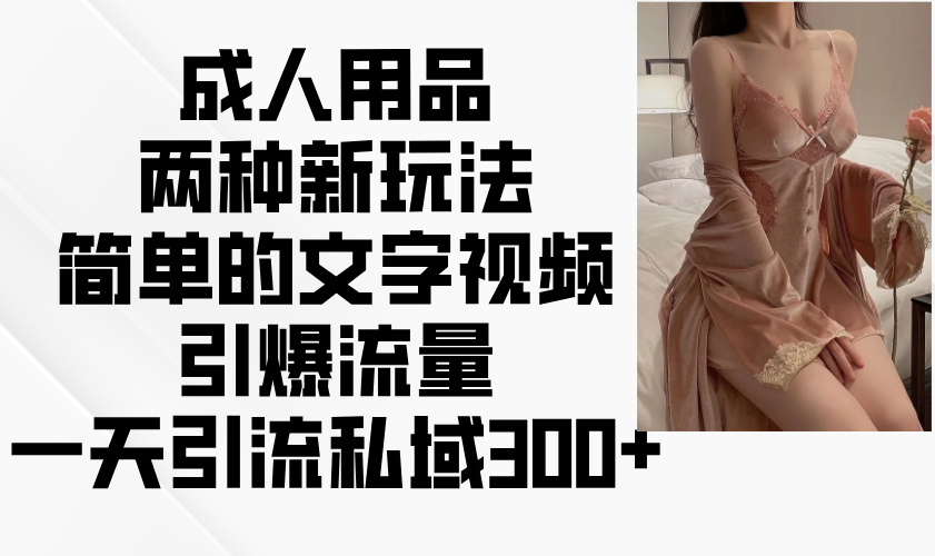 成人用品两种新玩法，简单的文字视频引爆流量，一天引流私域300+-福缘创业网_创业项目大全