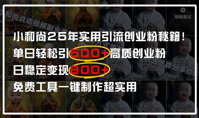 （14436期）小和尚2025年实用引流秘籍！单日轻松引500+高质量创业粉，日变现800+，…-福缘创业网_创业项目大全