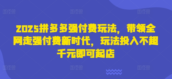 2025拼多多强付费玩法，带领全网走强付费新时代，玩法投入不超千元即可起店-福缘创业网_创业项目大全