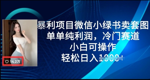 暴利项目微信小绿书卖套图，单单纯利润，冷门赛道， 小白可操作，轻松日入多张-福缘创业网_创业项目大全