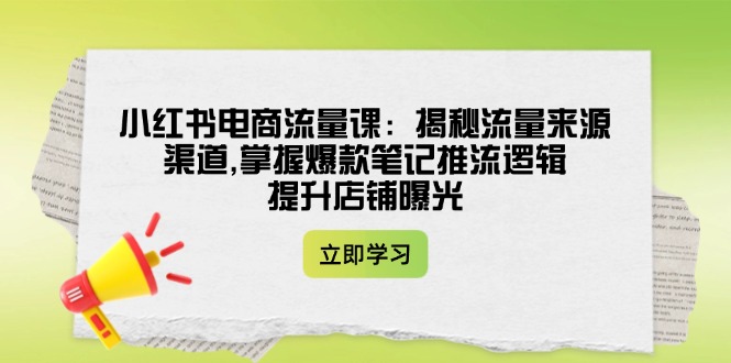 （14318期）小红书电商流量课：揭秘流量来源渠道,掌握爆款笔记推流逻辑,提升店铺曝光-福缘创业网_创业项目大全