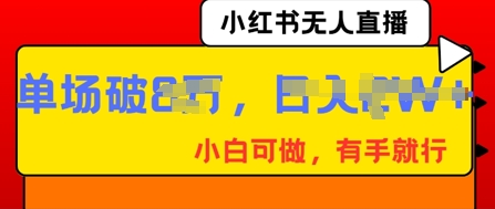 小红书无人直播，纯小白可做，有手就行，单场直播销售额破8w-福缘创业网_创业项目大全