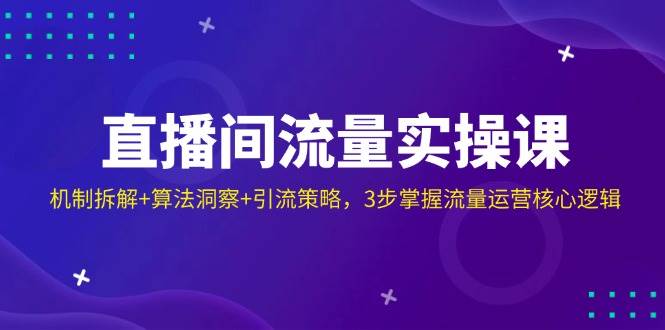 直播间流量实操课：机制拆解+算法洞察+引流策略，3步掌握流量运营核心逻辑-福缘创业网_创业项目大全