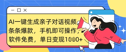 AI一键生成亲子对话视频，条条爆款，一部手机即可操作，单日变现数张-福缘创业网_创业项目大全