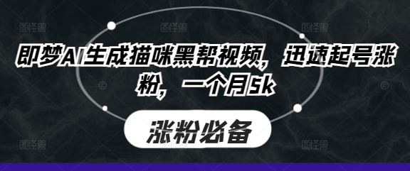 即梦AI生成猫咪黑帮视频，迅速起号涨粉，一个月5k-福缘创业网_创业项目大全
