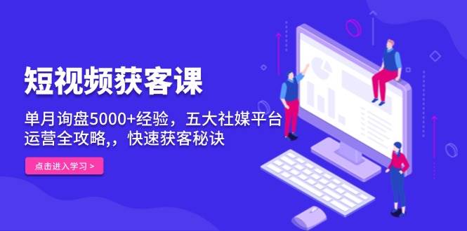 短视频获客课，单月询盘5000+经验，五大社媒平台运营全攻略,，快速获客秘诀-福缘创业网_创业项目大全