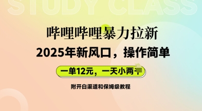 哔哩哔哩暴力拉新：2025年新风口，一单12元，一天数张(附开白渠道和保姆级教程)-福缘创业网_创业项目大全