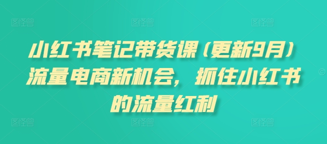 小红书笔记带货课(更新25年3月)流量电商新机会，抓住小红书的流量红利-福缘创业网_创业项目大全