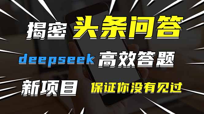 （14480期）头条问答，刚出的新玩法！保证你没见过！用DeepSeek去高效答题，一个账…-福缘创业网_创业项目大全