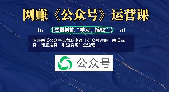 网创赛道公众号运营私密课【公众号注册、赛道选择、话题选择、引流变现】全流程-福缘创业网_创业项目大全