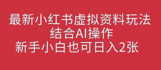 最新小红书虚拟资料玩法结合AI操作，新手小白也可日入2张-福缘创业网_创业项目大全