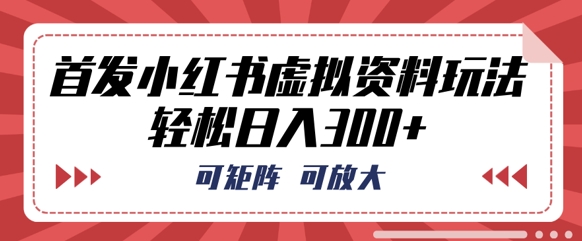 首发小红书虚拟资料玩法，可矩阵，可放大，轻松日入3张-福缘创业网_创业项目大全