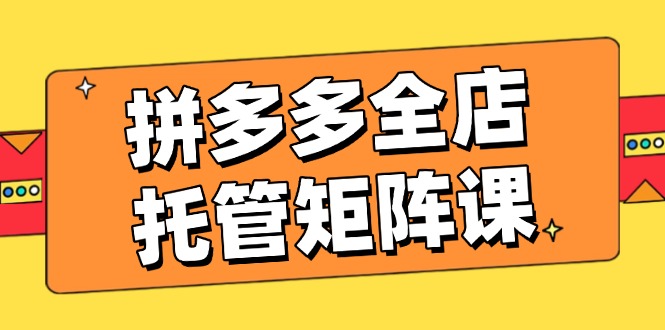 （14328期）拼多多全店托管矩阵课，盈利动销玩法，高效计划设置，提升店铺效益-福缘创业网_创业项目大全