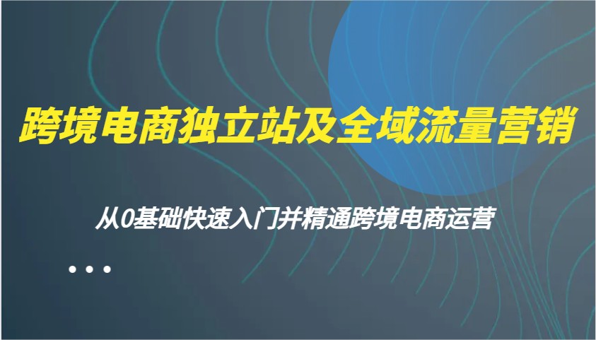 跨境电商独立站及全域流量营销，从0基础快速入门并精通跨境电商运营-福缘创业网_创业项目大全