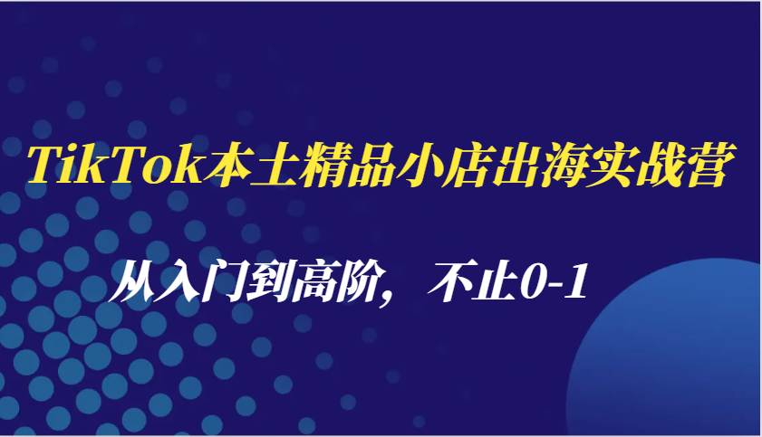 TikTok本土精品小店出海实战营，从入门到高阶，不止0-1-福缘创业网_创业项目大全