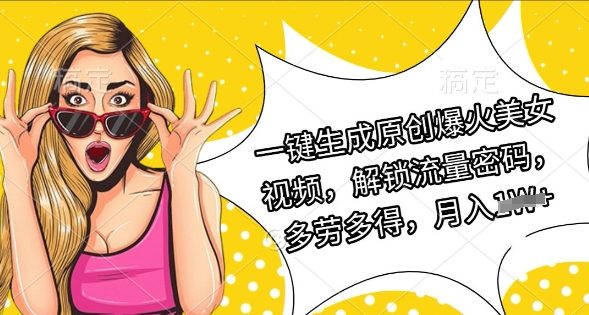 一键生成原创爆火美女视频，解锁流量密码，多劳多得，月入过W-福缘创业网_创业项目大全