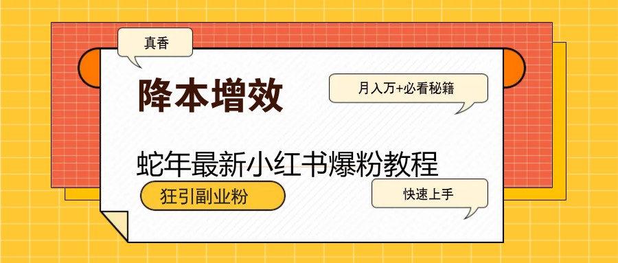 蛇年最新小红书爆粉教程，狂引副业粉，月入万+必看-福缘创业网_创业项目大全