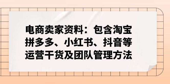 （14354期）电商卖家资料：包含淘宝、拼多多、小红书、抖音等运营干货及团队管理方法-福缘创业网_创业项目大全