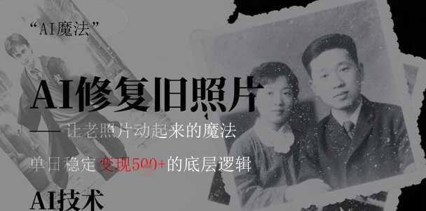 AI 魔法：让泛黄旧照变成朋友圈爆款视频，私域转化率提升50%，单日变现5张-福缘创业网_创业项目大全