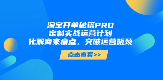 （14642期）淘宝开单秘籍PRO，定制实战运营计划，化解商家痛点，突破运营瓶颈-福缘创业网_创业项目大全